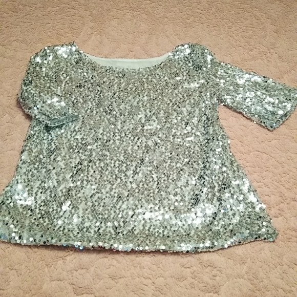 Unmarked Tops - Silver Sequin Lined Top